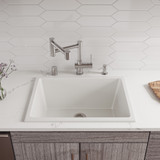 ALFI 24" x 18" White Undermount or Drop In Fireclay Kitchen Sink - AB2418UD-W