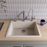 Alfi AB2420DI-B Biscuit 24" x 20" Drop-In Single Bowl Granite Composite Kitchen Sink