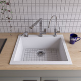 Alfi AB2420DI-W White 24" x 20" Drop-In Single Bowl Granite Composite Kitchen Sink