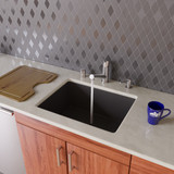 Alfi AB2420UM-BLA Black 24" x 17" Undermount Single Bowl Granite Composite Kitchen Sink