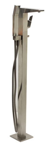 ALFI Brushed Nickel Single Hole Floor Mounted Tub Filler Faucet and Hand Shower - AB2475-BN