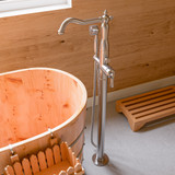 ALFI Brushed Nickel Free Standing Floor Mounted Bath Tub Filler Faucet and Hand Shower - AB2553-BN