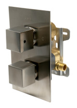 ALFI Brushed Nickel Square Knob 1 Way Thermostatic Shower Mixer Faucet - AB2601-BN