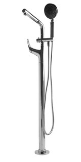 ALFI Polished Chrome Floor Mounted Tub Filler Faucet + Mixer & Hand Held Shower Head - AB2758-PC