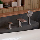 ALFI Brushed Nickel Deck Mounted Tub Filler Faucet with Hand Held Showerhead - AB2879-BN