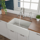 Alfi AB3018HS-W 30" x 18" White Reversible Smooth / Fluted Single Bowl Fireclay Farmhouse Sink