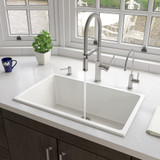 ALFI 30" x 18" White Undermount or Drop In Fireclay Kitchen Sink - AB3018UD-W