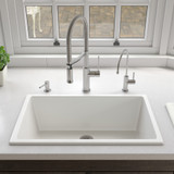 ALFI AB3018UD-W 30" x 18" White Undermount or Drop In Fireclay Kitchen Sink