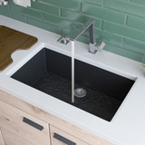ALFI Black 30" x 17" Undermount Single Bowl Granite Composite Kitchen Sink - AB3020UM-BLA