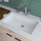 ALFI White 30" x 17" Undermount Single Bowl Granite Composite Kitchen Sink - AB3020UM-W