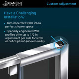 DreamLine Flex 56-60 in. W x 72 in. H Semi-Frameless Pivot Shower Door in Brushed Nickel