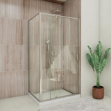 DreamLine Flex 34 1/2 in. D x 44-48 in. W x 72 in H Semi-Frameless Pivot Shower Enclosure in Brushed Nickel