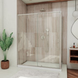 DreamLine Flex 34 1/2 in. D x 56-60 in. W x 72 in. H Semi-Frameless Pivot Shower Enclosure in Brushed Nickel