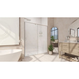 DreamLine Flex 34 in. D x 60 in. W x 74 3/4 in. H Semi-Frameless Shower Door in Brushed Nickel with Left Drain White Base Kit