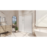 DreamLine Flex 36 in. D x 60 in. W x 74 3/4 in. H Semi-Frameless Shower Door in Brushed Nickel with Center Drain White Base Kit