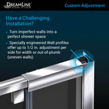 DreamLine Flex 32 in. D x 60 in. W x 76 3/4 in. H Semi-Frameless Shower Door in Brushed Nickel with Left Drain Base and Backwalls