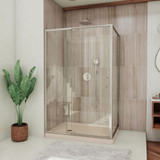 DreamLine Flex 36 in. D x 48 in. W x 74 3/4 in. H Semi-Frameless Shower Enclosure in Brushed Nickel with Left Drain Biscuit Base