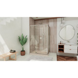 DreamLine Flex 36 in. D x 48 in. W x 74 3/4 in. H Semi-Frameless Shower Enclosure in Brushed Nickel with Left Drain Biscuit Base