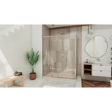DreamLine Flex 36 in. D x 60 in. W x 74 3/4 in. H Semi-Frameless Shower Enclosure in Brushed Nickel with Left Drain Biscuit Base