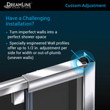 DreamLine Flex 36 in. D x 60 in. W x 74 3/4 in. H Semi-Frameless Shower Enclosure in Brushed Nickel with Right Drain Biscuit Base