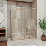 DreamLine Flex 36 in. D x 60 in. W x 74 3/4 in. H Semi-Frameless Shower Enclosure in Brushed Nickel with Right Drain Biscuit Base