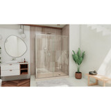 DreamLine Flex 36 in. D x 60 in. W x 74 3/4 in. H Semi-Frameless Shower Enclosure in Brushed Nickel with Right Drain Biscuit Base
