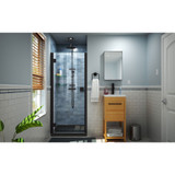 DreamLine Lumen 36 in. D x 36 in. W by 74 3/4 in. H Hinged Shower Door in Satin Black with Black Acrylic Base Kit