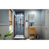 DreamLine Lumen 36 in. D x 42 in. W by 74 3/4 in. H Hinged Shower Door in Oil Rubbed Bronze with White Acrylic Base Kit