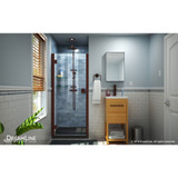 DreamLine Lumen 36 in. D x 42 in. W by 74 3/4 in. H Hinged Shower Door in Oil Rubbed Bronze with Black Acrylic Base Kit