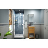 DreamLine Lumen 42 in. D x 42 in. W by 74 3/4 in. H Hinged Shower Door in Chrome with White Acrylic Base Kit