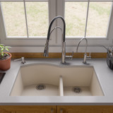 ALFI Biscuit 33" x 21" Double Bowl Undermount Granite Composite Kitchen Sink - AB3320UM-B
