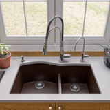 Alfi AB3320UM-C Chocolate 33" x 21" Double Bowl Undermount Granite Composite Kitchen Sink