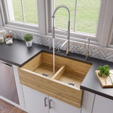 Alfi AB3321 33" x 21" Double Bowl Bamboo Kitchen Farm Sink