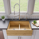 ALFI 33" x 21" Double Bowl Bamboo Kitchen Farm Sink - AB3321