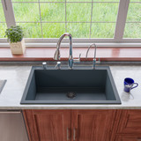 ALFI Titanium 33" x 22" Single Bowl Drop In Granite Composite Kitchen Sink - AB3322DI-T