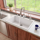 ALFI AB3322DI-W White 33" x 22" Single Bowl Drop In Granite Composite Kitchen Sink