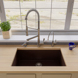 ALFI Chocolate 33" x 20" Single Bowl Undermount Granite Composite Kitchen Sink - AB3322UM-C