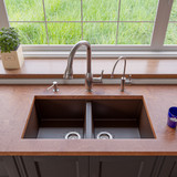 Alfi AB3420UM-C Chocolate 34" x 18" Undermount Double Bowl Granite Composite Kitchen Sink