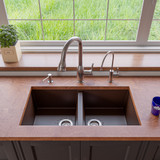 ALFI Chocolate 34" x 18" Undermount Double Bowl Granite Composite Kitchen Sink - AB3420UM-C