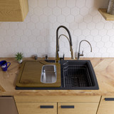 Alfi AB3520DI-BLA Black 35" x 20" Drop-In Single Bowl Granite Composite Kitchen Sink