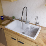 Alfi AB3520DI-W White 35" x 20" Drop-In Single Bowl Granite Composite Kitchen Sink