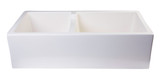ALFI 36" x 18" Biscuit Smooth Apron Thick Wall Fireclay Double Bowl Farmhouse Sink - AB3618DB-B