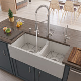 ALFI 36" x 18" White Smooth Apron Thick Wall Fireclay Double Bowl Farmhouse Sink - AB3618DB-W