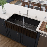 Alfi AB3618HS-BG 36" x 18" Black Gloss Reversible Smooth / Fluted Single Bowl Fireclay Farmhouse Sink