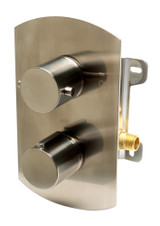 ALFI Brushed Nickel Round Knob 1 Way Thermostatic Shower Mixer - AB3809-BN