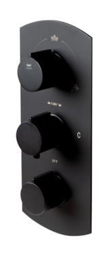 ALFI Black Matte 3-Way Thermostatic Valve Shower Mixer Faucet - Round Knobs - AB4001-BM