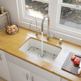 ALFI 24" x 16" White Single Bowl Fireclay Undermount Kitchen Sink - AB503UM-W