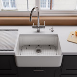 ALFI White 23" x 16" Smooth Apron Fireclay Single Bowl Farmhouse Kitchen Sink - AB503-W