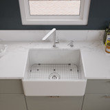 Alfi AB505-W White 26" x 20" Contemporary Smooth Apron Fireclay Farmhouse Kitchen Sink