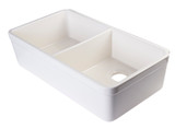 Alfi AB512-B Biscuit 32" x 18" Double Bowl Lip Apron Fireclay Farmhouse Kitchen Sink with 1 3/4" Lip